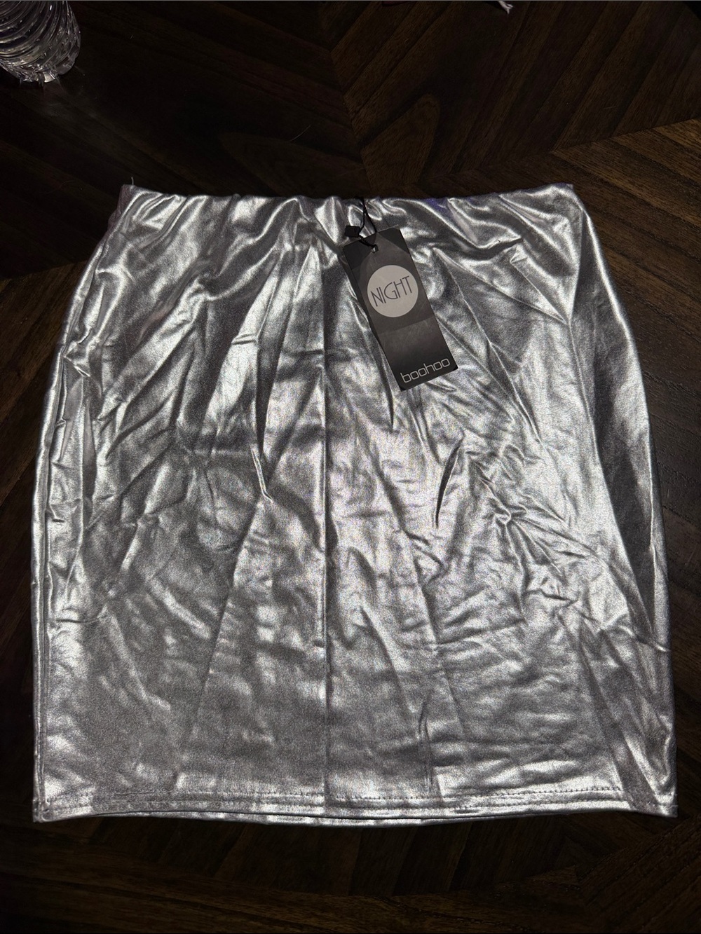 Boohoo Silver Metallic Mini Skirt